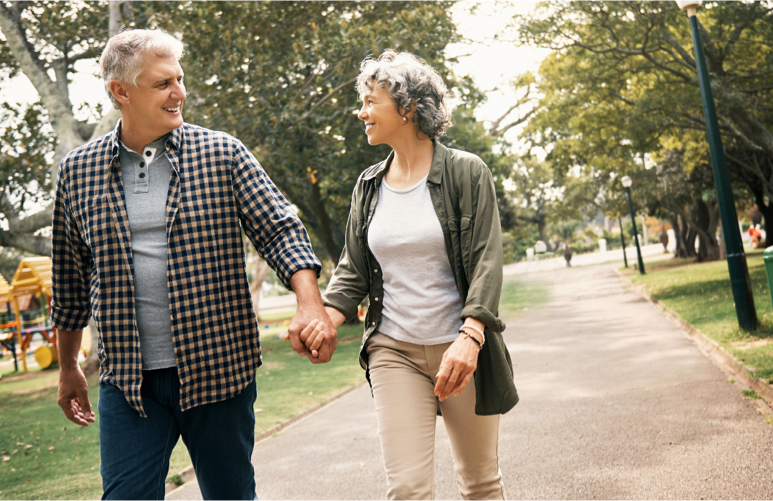 Patient with anemia due to CKD walking with a loved one