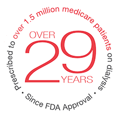 Prescribed to 1.5 million medicare patients on dialysis since FDA approval - 29 years